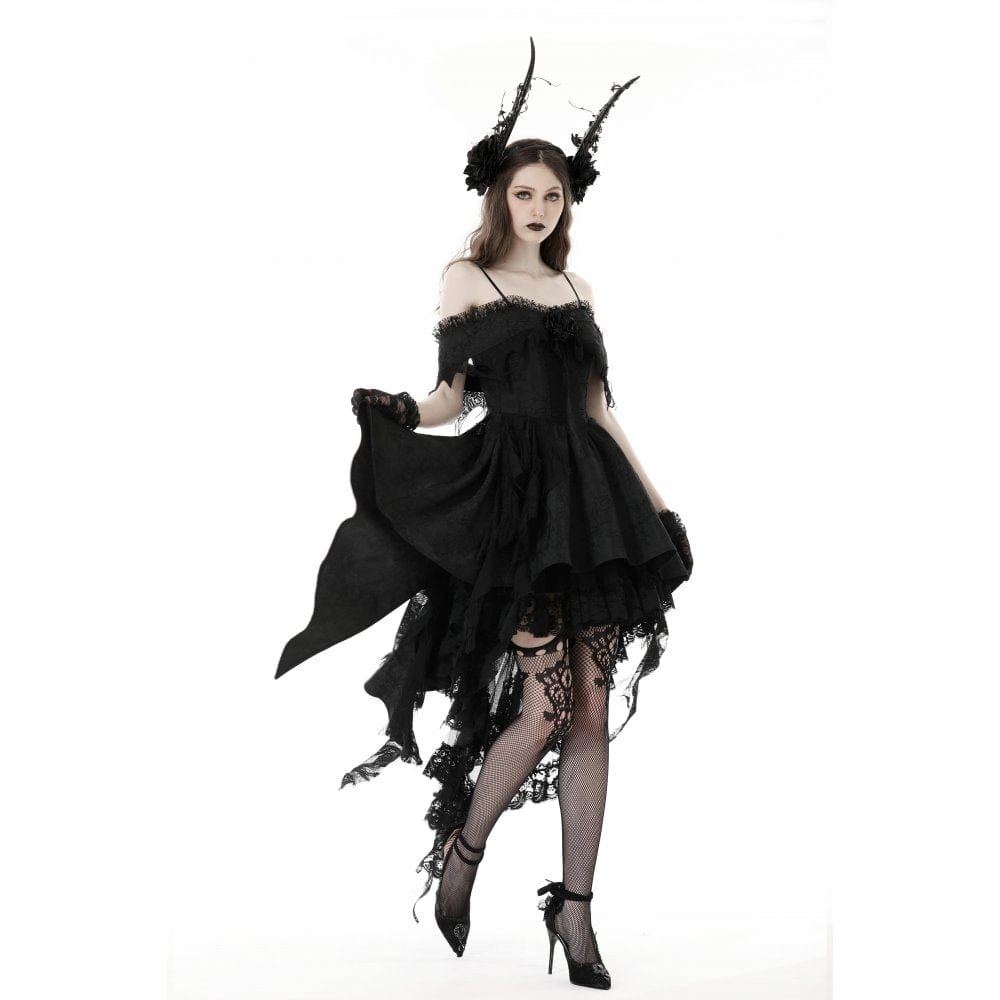 Darkinlove Women's Gothic Irregular Lace Splice Dress