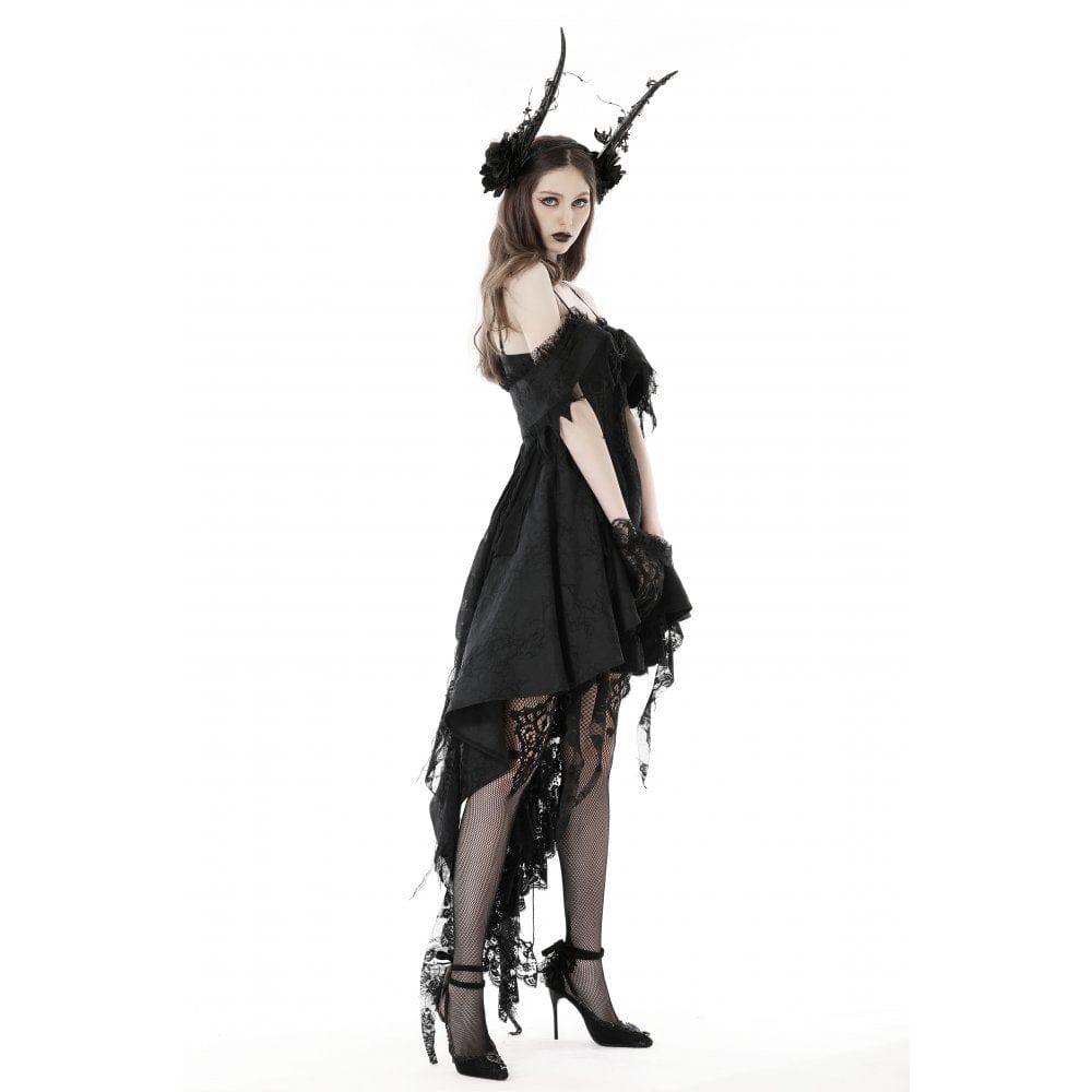 Darkinlove Women's Gothic Irregular Lace Splice Dress