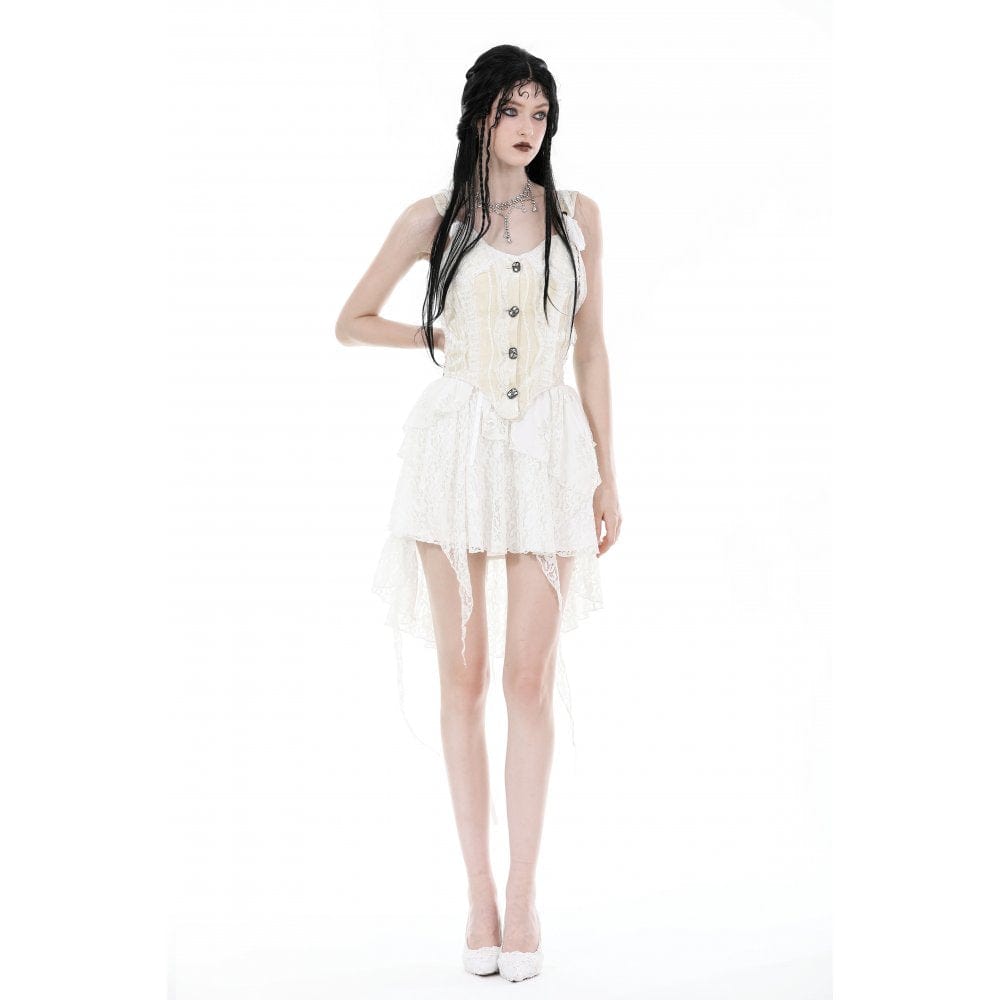 Darkinlove Women's Gothic Irregular Lace Splice Layered Skirt