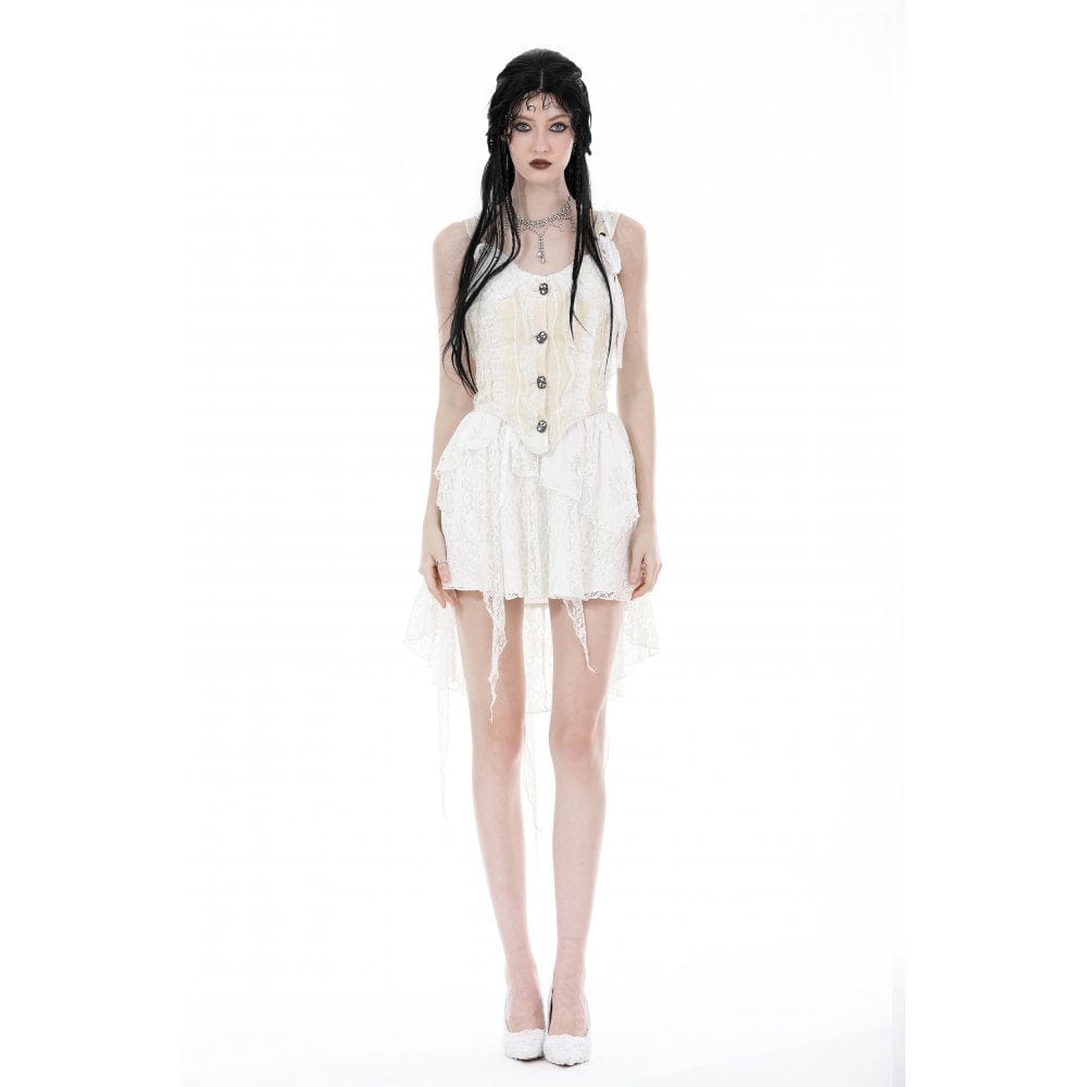 Darkinlove Women's Gothic Irregular Lace Splice Layered Skirt