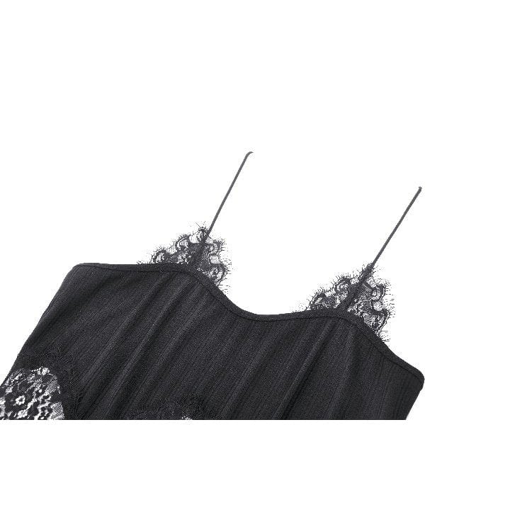 Darkinlove Women's Gothic Irregular Lace Splice Tank Top