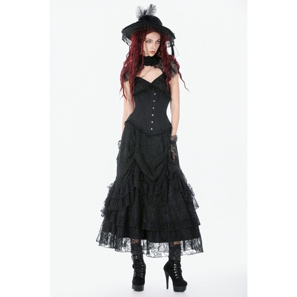 Darkinlove Women's Gothic Irregular Lace-up Underbust Corset