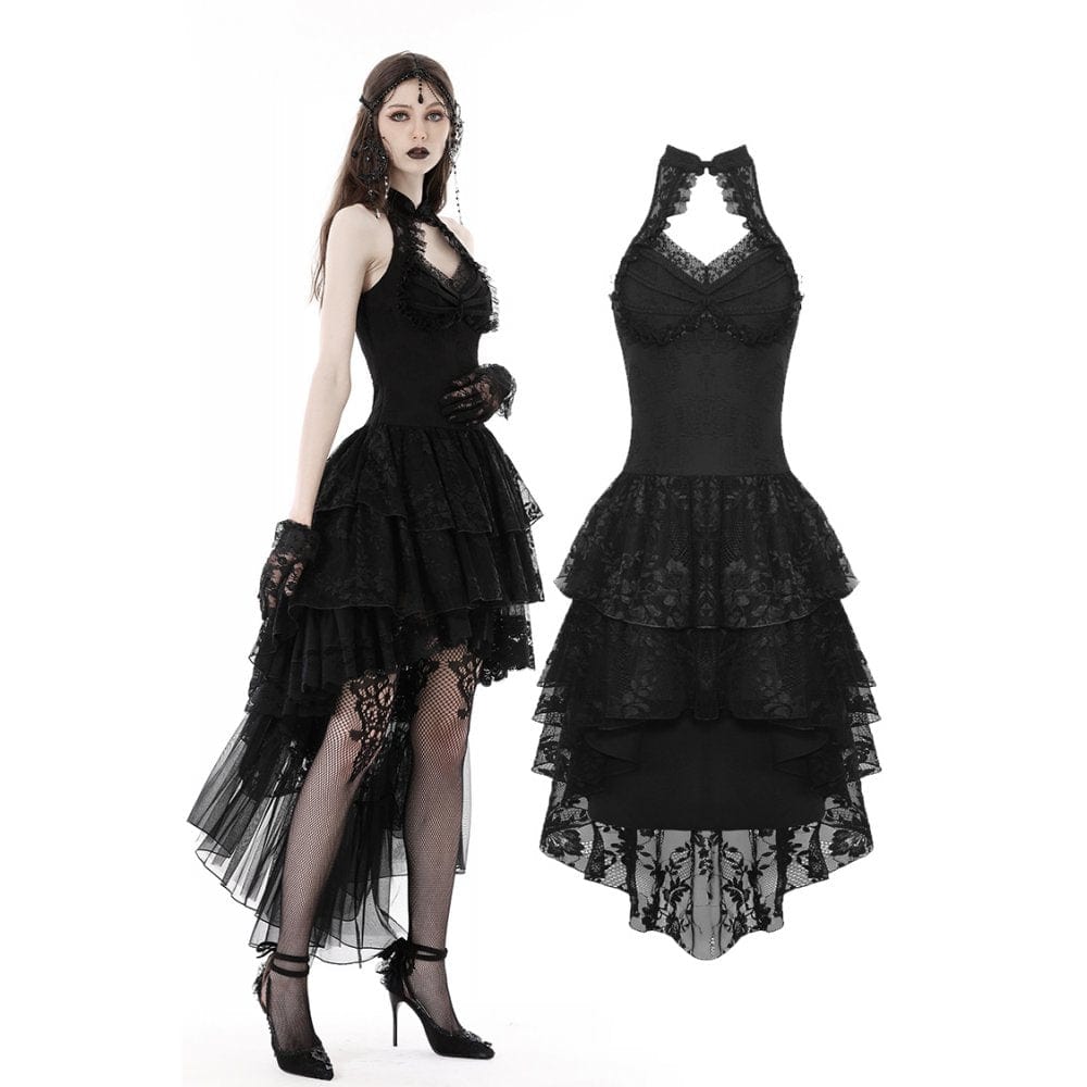 Darkinlove Women's Gothic Irregular Off Shoulder Lace Dress