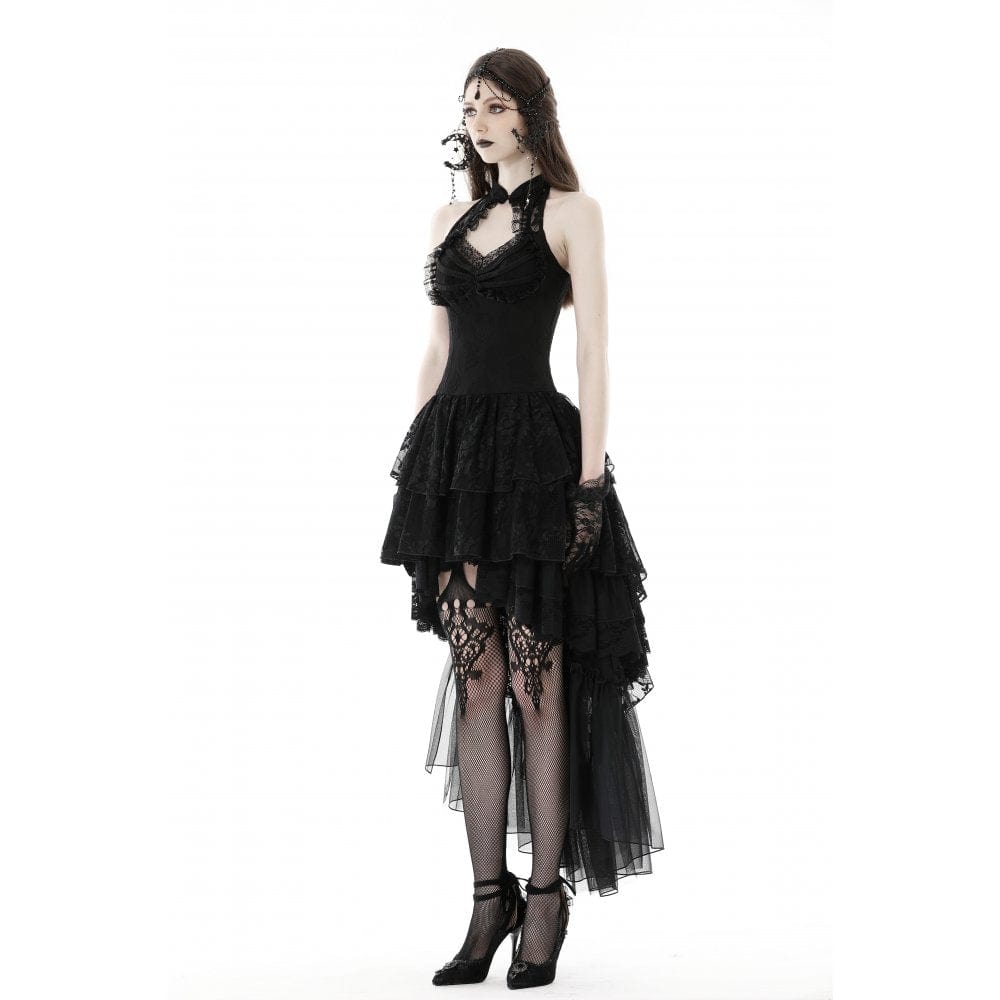 Darkinlove Women's Gothic Irregular Off Shoulder Lace Dress