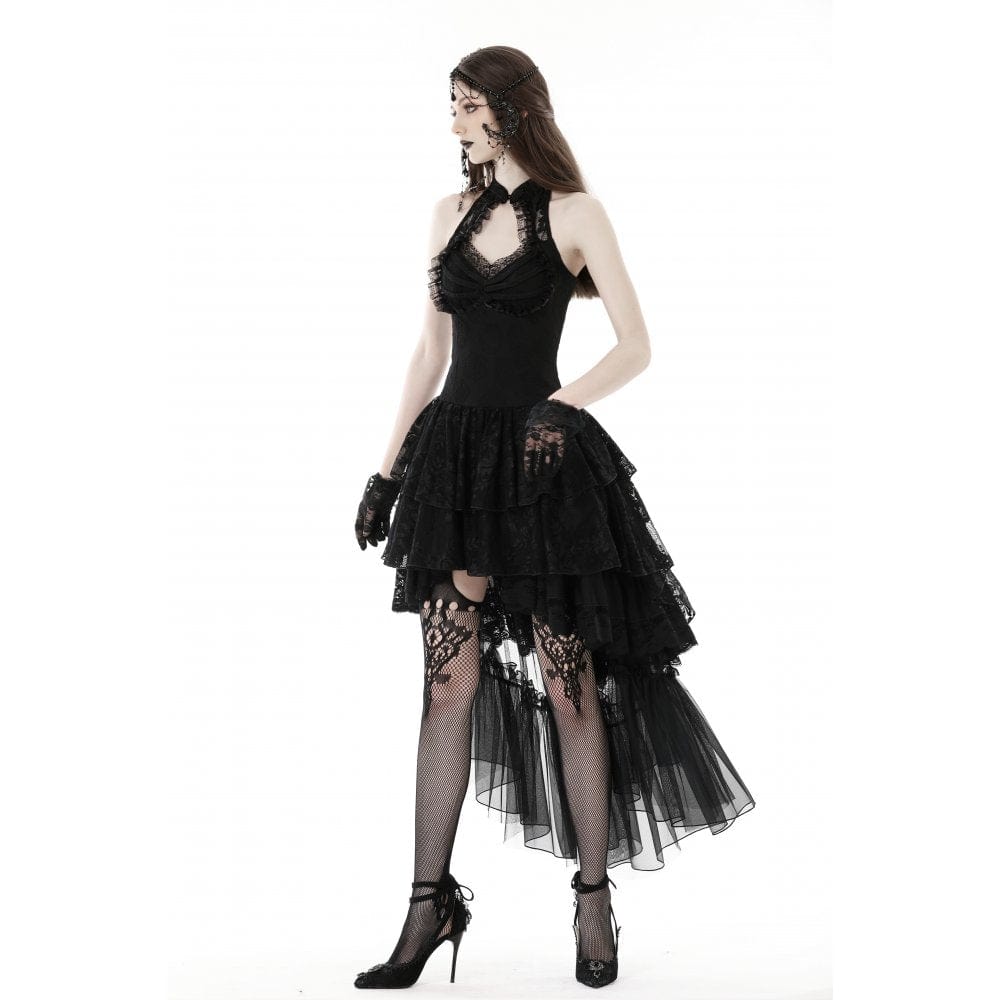 Darkinlove Women's Gothic Irregular Off Shoulder Lace Dress