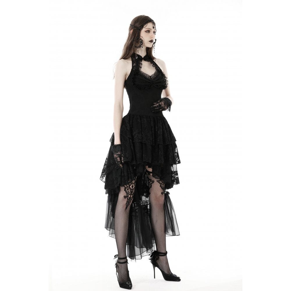 Darkinlove Women's Gothic Irregular Off Shoulder Lace Dress