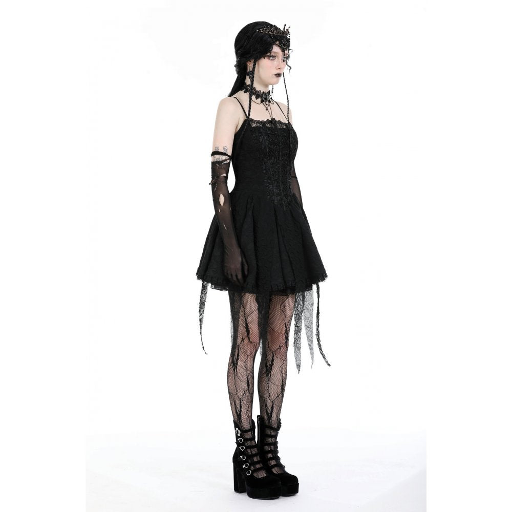 Darkinlove Women's Gothic Irregular Ruched Slip Dress