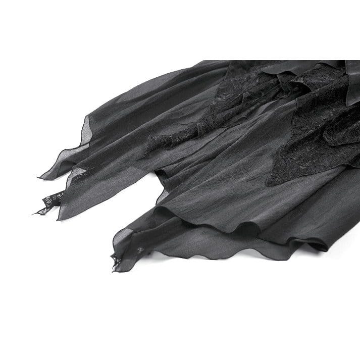Darkinlove Women's Gothic Irregular Ruffled High-Low Skirt