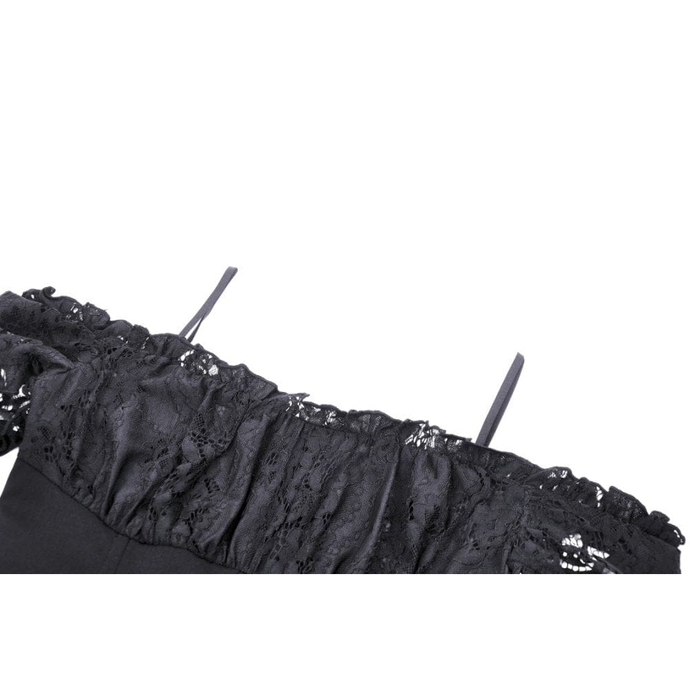 Darkinlove Women's Gothic Irregular Ruffled Lace Dress