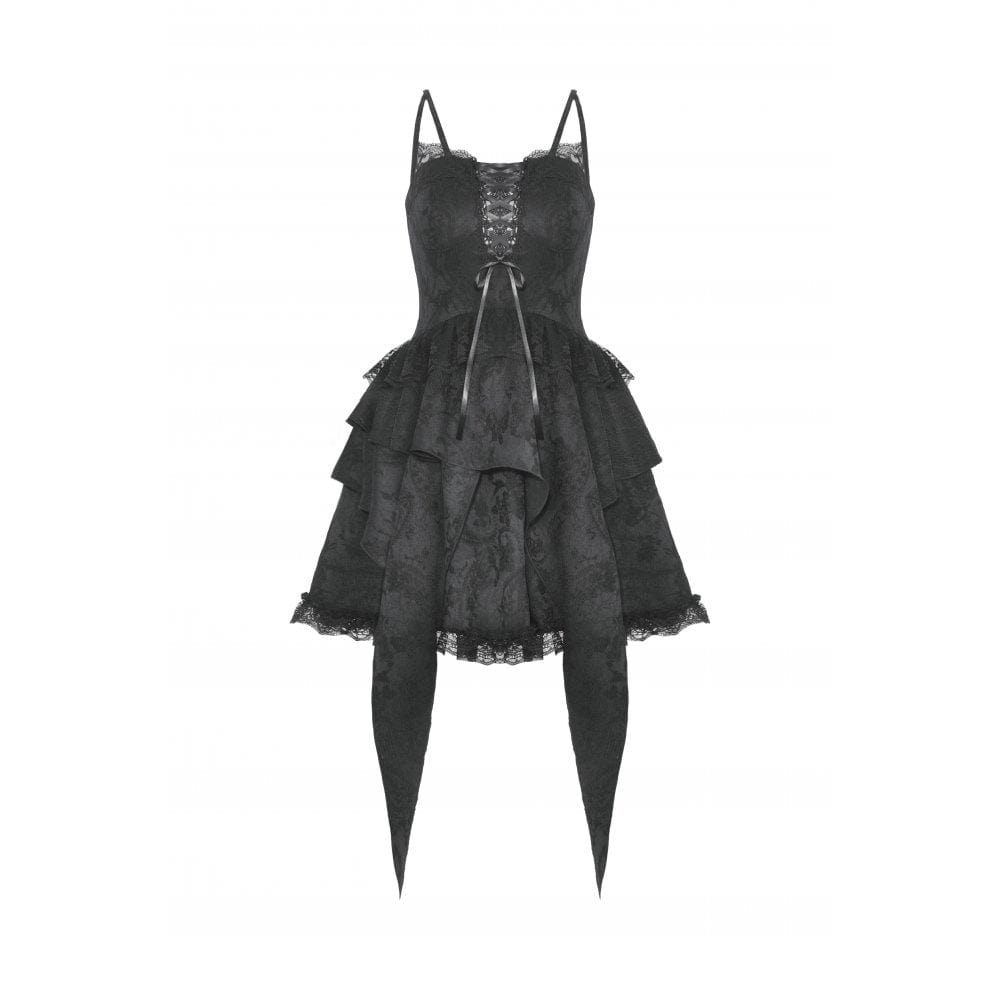 Darkinlove Women's Gothic Irregular Ruffled Layered Slip Dress