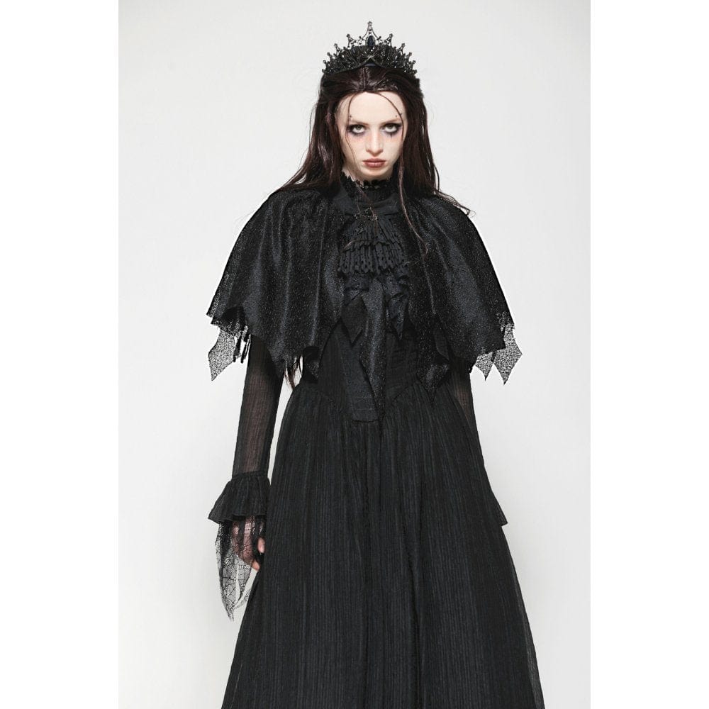 Darkinlove Women's Gothic Irregular Tassels Cape with Neckwear