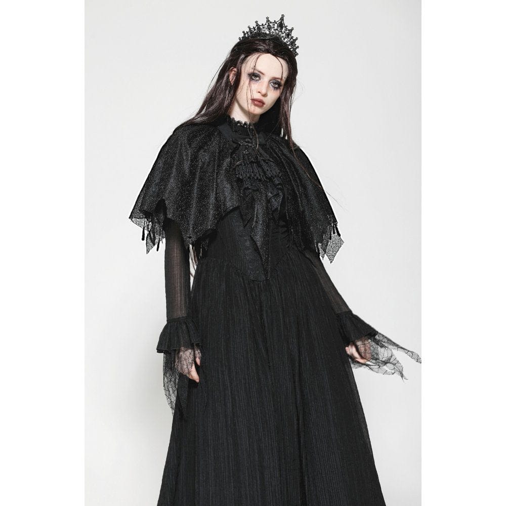 Darkinlove Women's Gothic Irregular Tassels Cape with Neckwear