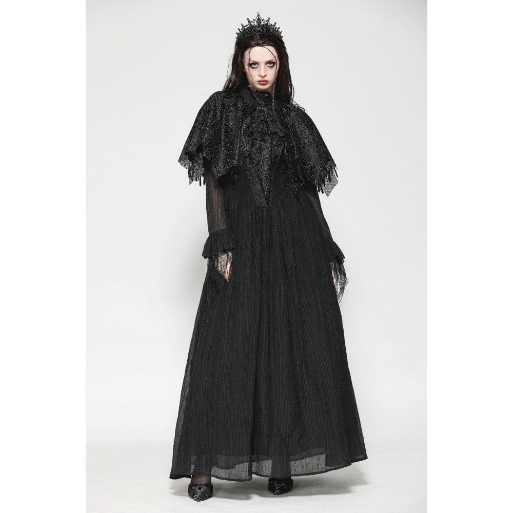Darkinlove Women's Gothic Irregular Tassels Cape with Neckwear