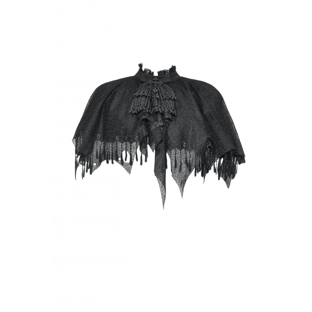 Darkinlove Women's Gothic Irregular Tassels Cape with Neckwear