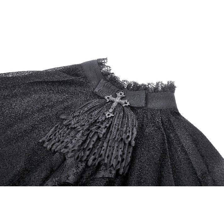 Darkinlove Women's Gothic Irregular Tassels Cape with Neckwear