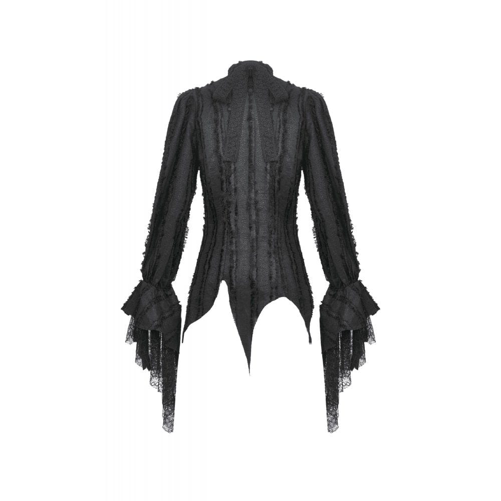 Darkinlove Women's Gothic Irregular Unedged Puff Sleeved Shirt