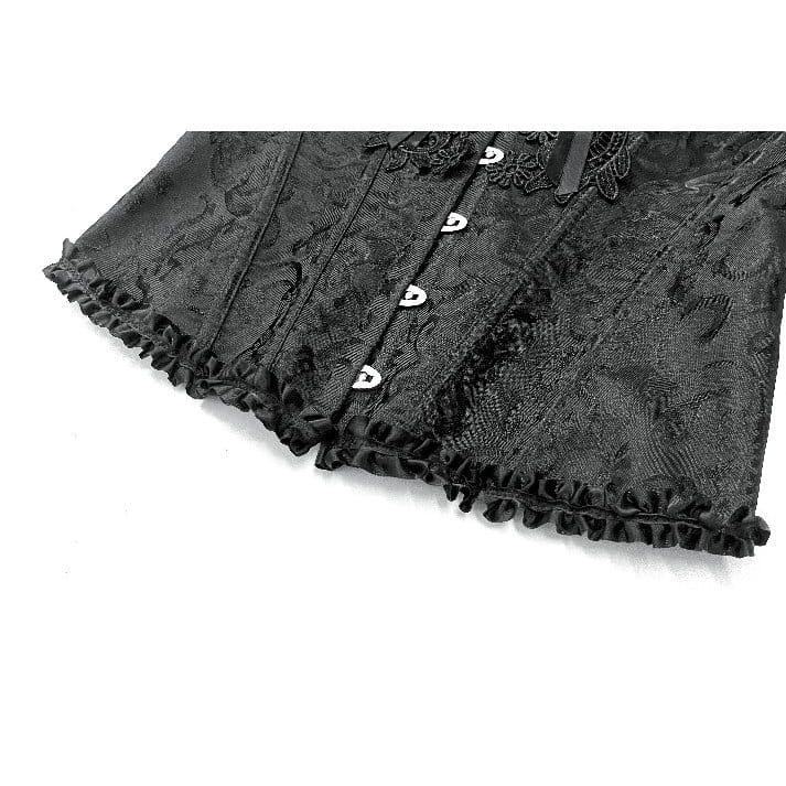 Darkinlove Women's Gothic Jacquard Decal Lace-up Overbust Corset