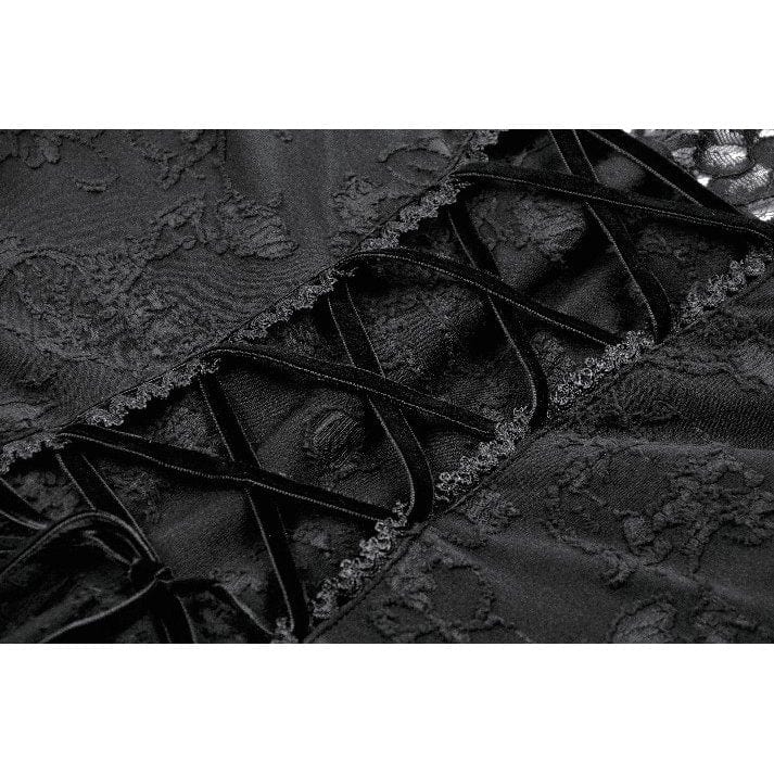 Darkinlove Women's Gothic Jacquard Floral Lace Sleeved Dress