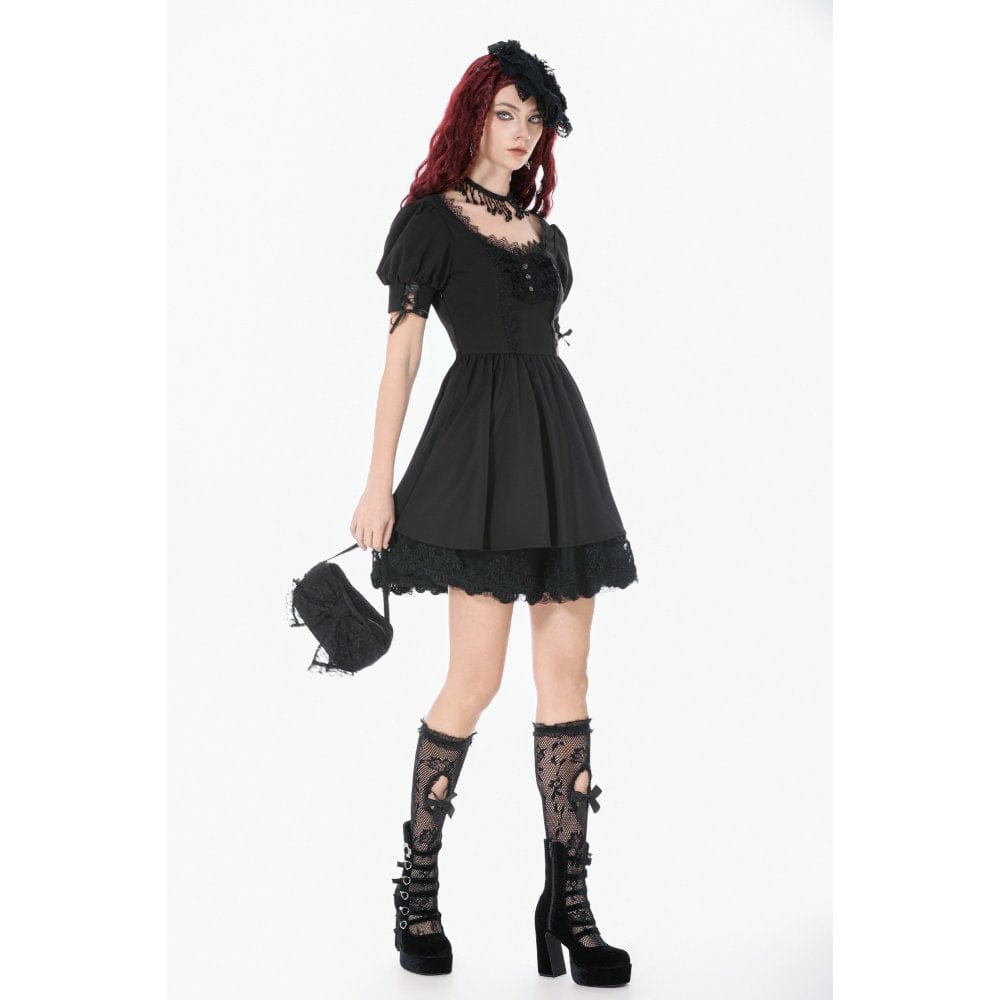 Darkinlove Women's Gothic Lace Bow Knot Mini Handbag