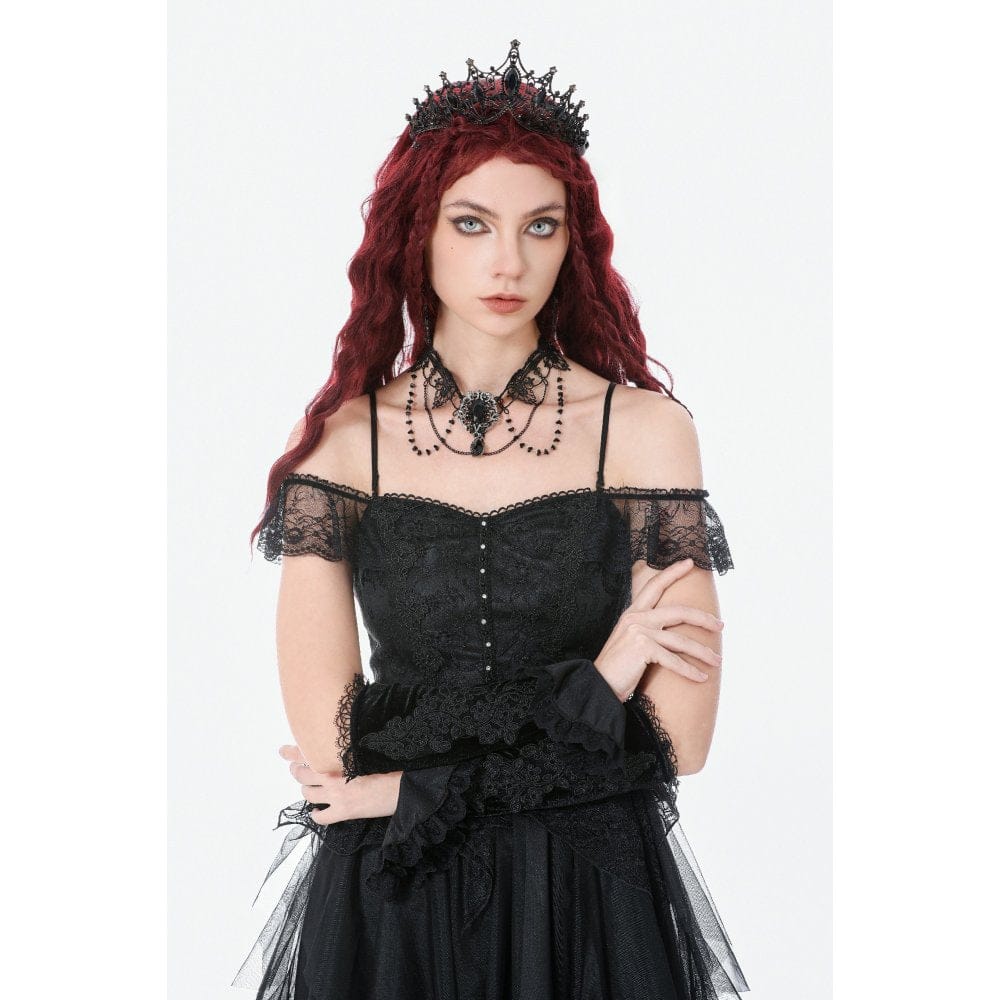 Darkinlove Women's Gothic Lace Embroidered Velvet Arm Sleeves