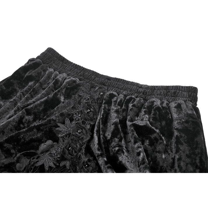 Darkinlove Women's Gothic Lace Floral Tassel Maxi Skirt