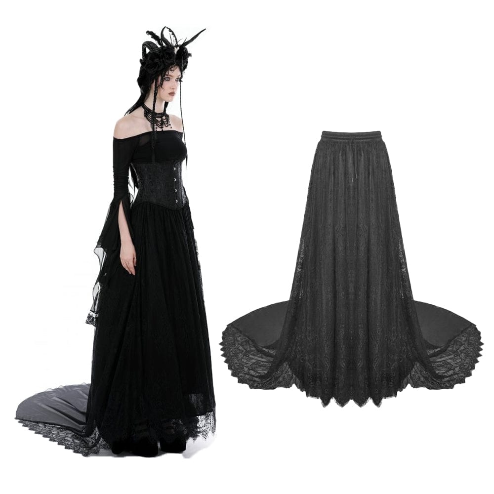 Women's Gothic Lace Layered Draggletailed skirt Punk Design