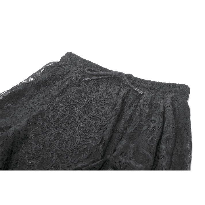 Darkinlove Women's Gothic Lace Layered Ruched Maxi Skirt