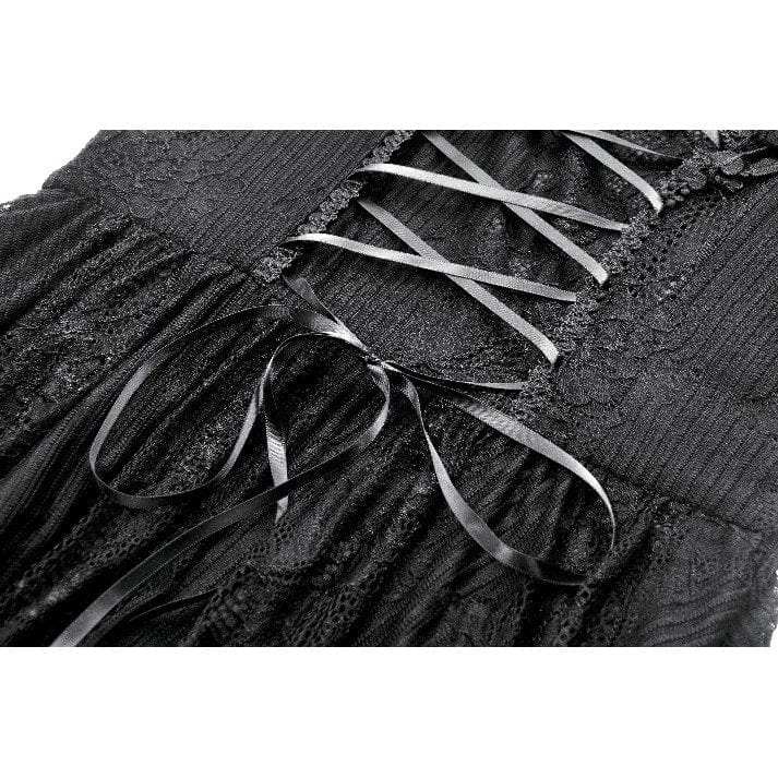 Darkinlove Women's Gothic Lace Off-Shoulder Tassels Dress