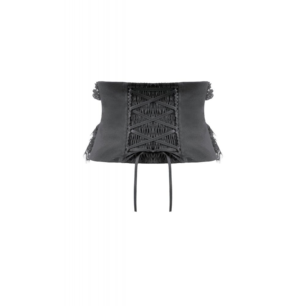 Darkinlove Women's Gothic Lace Ruffled Buckle Underbust Corset