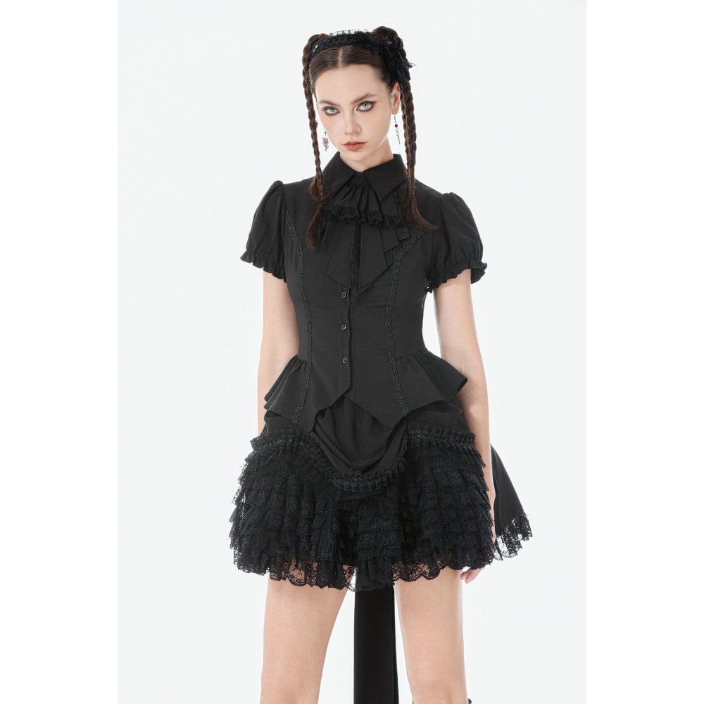 Darkinlove Women's Gothic Lace Ruffled Tail Skirt