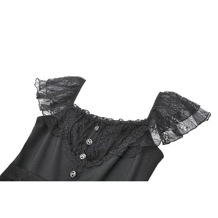 Darkinlove Women's Gothic Lace Square-cut Collar Dress