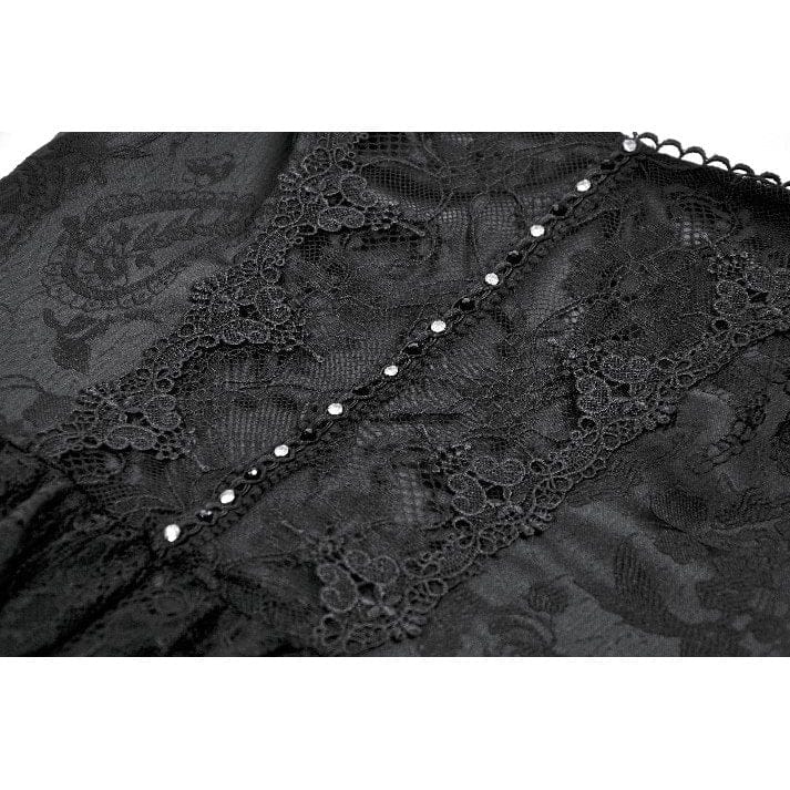 Darkinlove Women's Gothic Lace-tiered Off-Shoulder Slip Dress