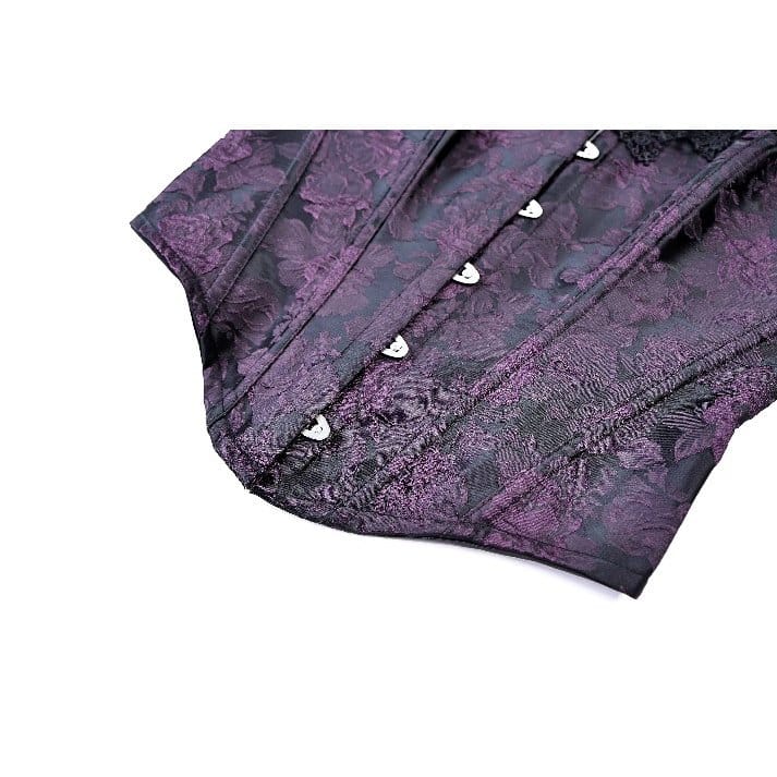 Darkinlove Women's Gothic Lace-up Jacquard Overbust Corset Purple