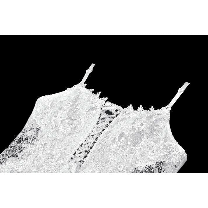 Darkinlove Women's Gothic Lace-up Lace Slip White Dress