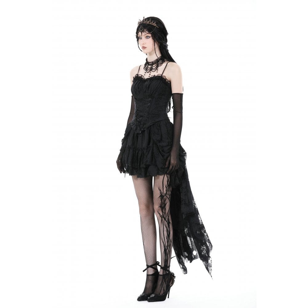 Darkinlove Women's Gothic Lace-up Lace Splice Overbust Corset