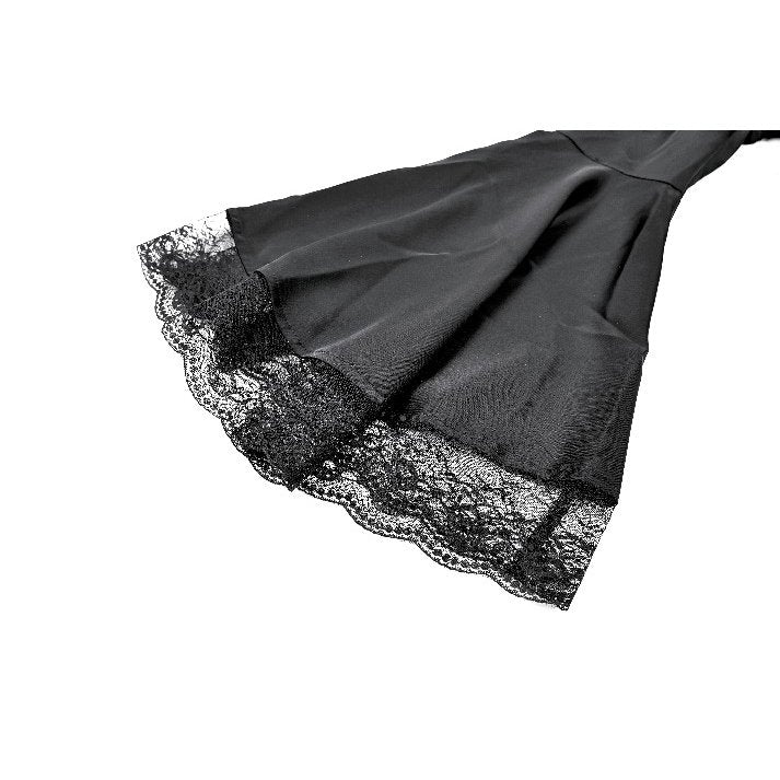 Darkinlove Women's Gothic Lace-up Plunging V-neck Lace Hood Flare Sleeve Blouse