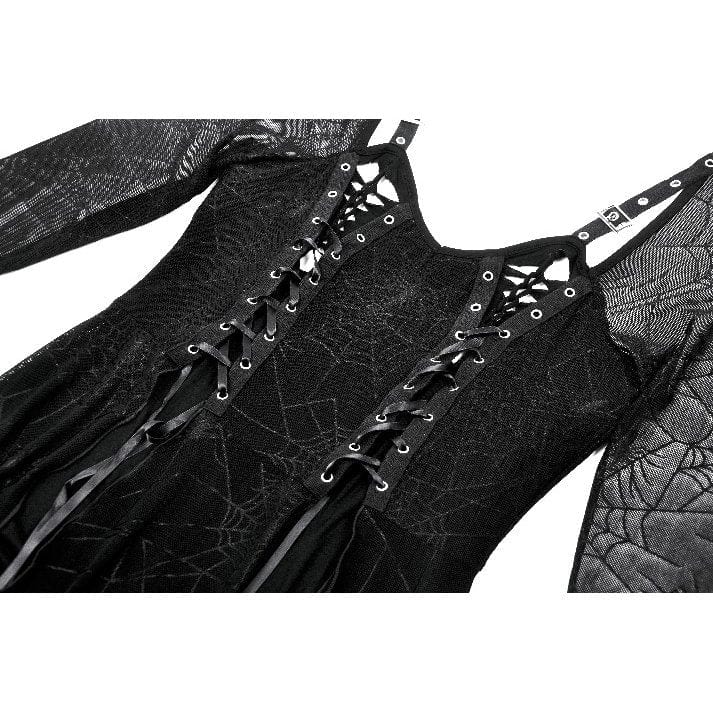 Darkinlove Women's Gothic Lace-up Spiderweb Witch Dress