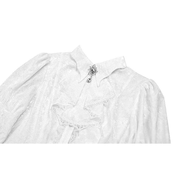 Darkinlove Women's Gothic Lace-up Turn-down Collar Puff Flare Sleeve Blouse