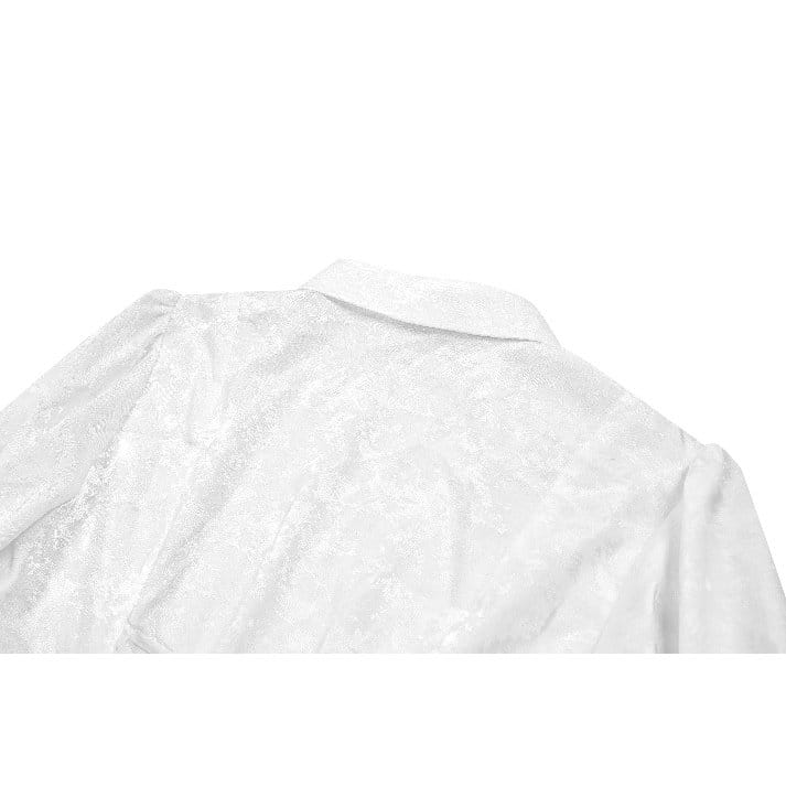 Darkinlove Women's Gothic Lace-up Turn-down Collar Puff Flare Sleeve Blouse