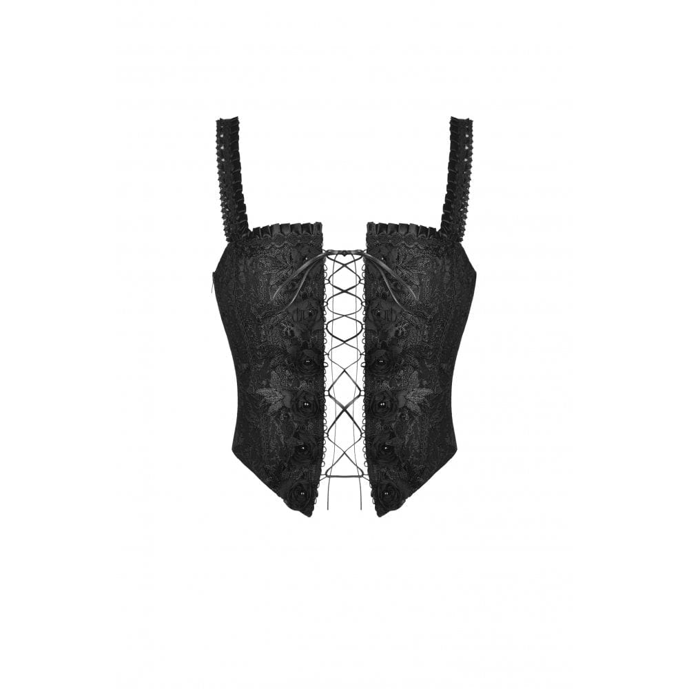 Darkinlove Women's Gothic Lacing-up Floral Jacquard Overbust Corsets