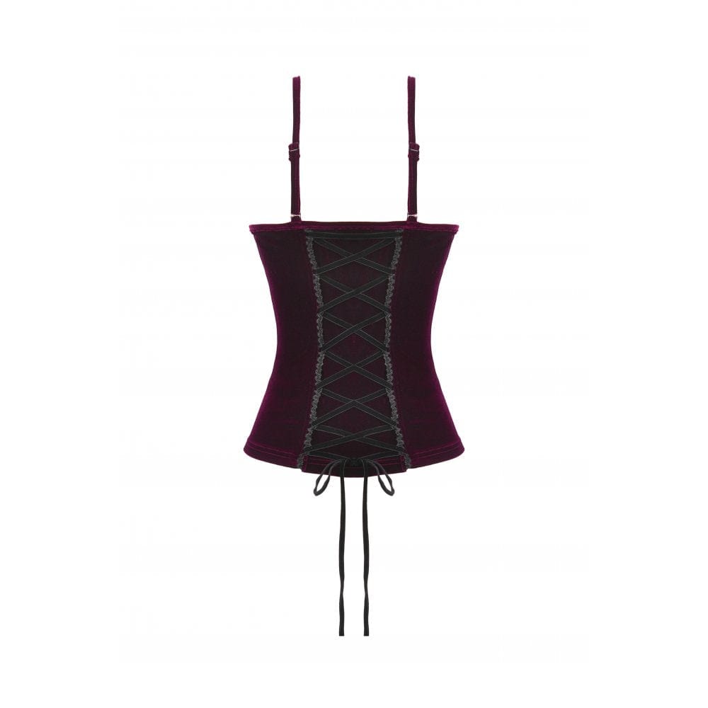Darkinlove Women's Gothic Lacing-up Velet Tank Top