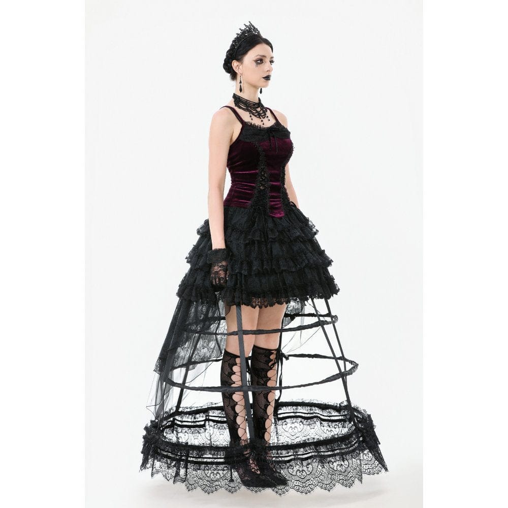 Darkinlove Women's Gothic Lacing-up Velet Tank Top