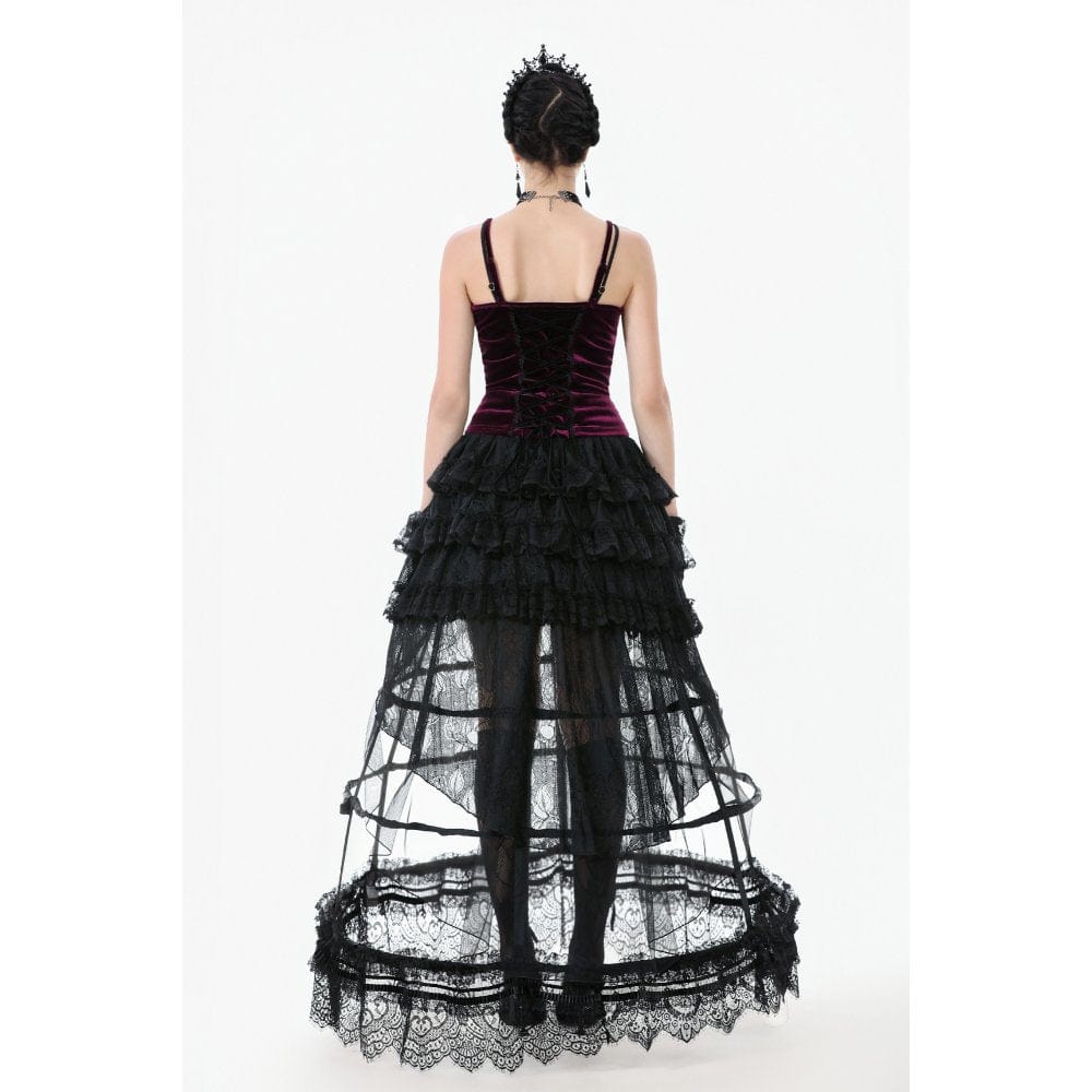 Darkinlove Women's Gothic Lacing-up Velet Tank Top