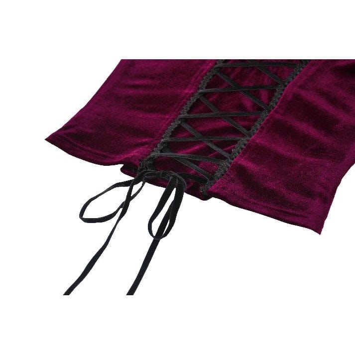 Darkinlove Women's Gothic Lacing-up Velet Tank Top