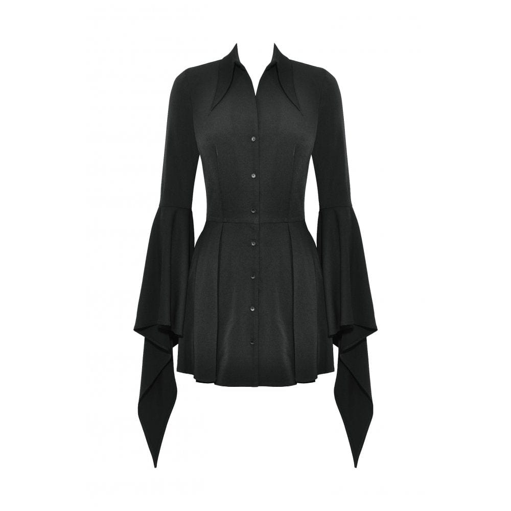 Darkinlove Women's Gothic Lapel Collar Flared Sleeved Witch Dress