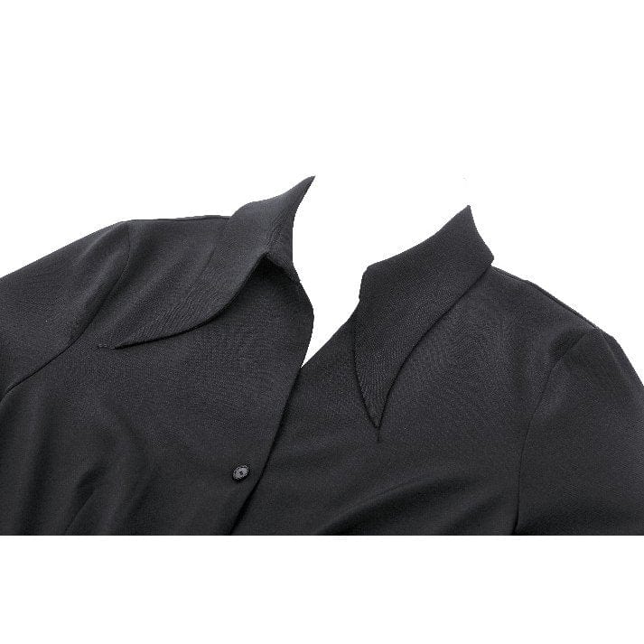 Darkinlove Women's Gothic Lapel Collar Flared Sleeved Witch Dress