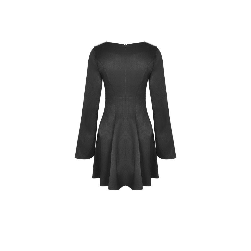 Darkinlove Women's Gothic Large Lapel Dresses With Cross