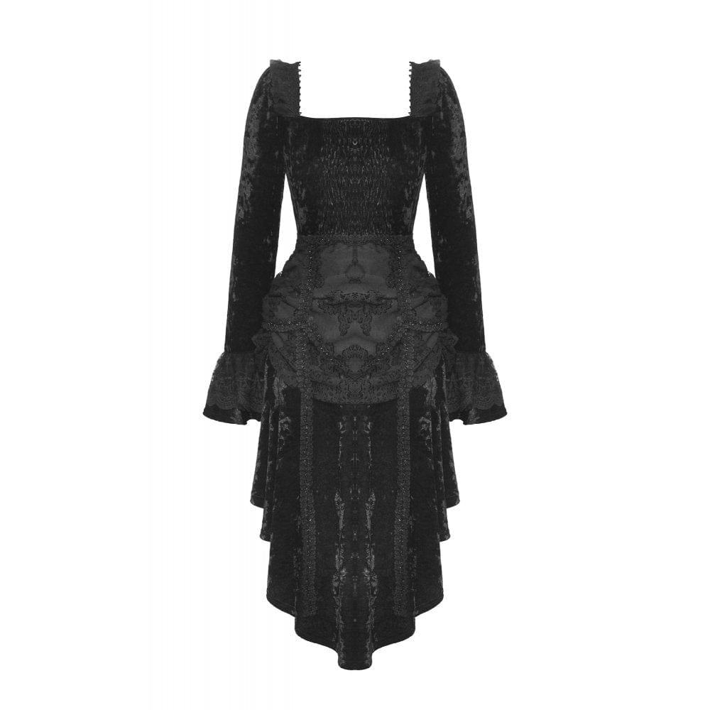 Darkinlove Women's Gothic Layered High-low Velvet Dress