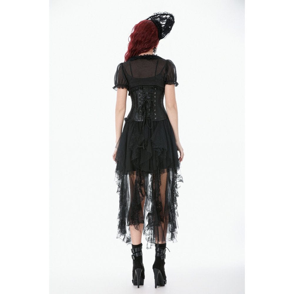 Darkinlove Women's Gothic Layered Lace Mesh Streamer Skirt