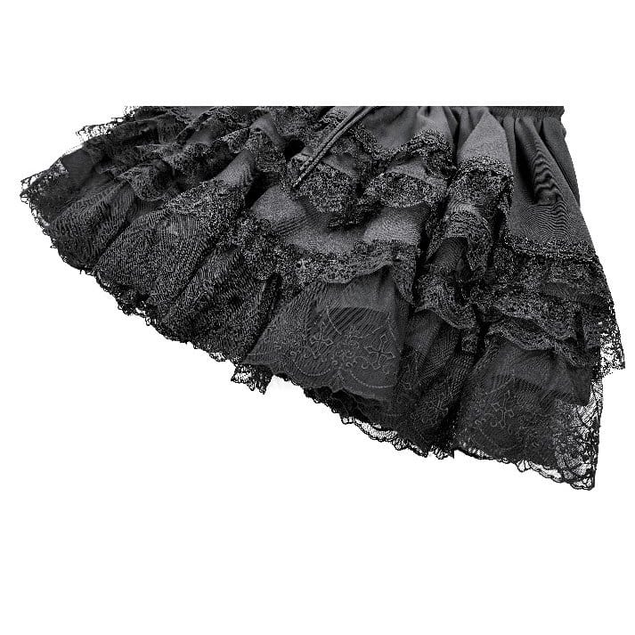 Darkinlove Women's Gothic Layered Lace Trim Ruffle Mini Skirt